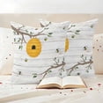 thumbnail image 3 of Bees Honeycomb Pillow Covers 2 Pack Branch Spring Flower Plant Wood Stripes Pillowcase Waterproof Outdoor Throw Pillow Cover for Patio Garden Square Cushion 16”x16”, 3 of 9