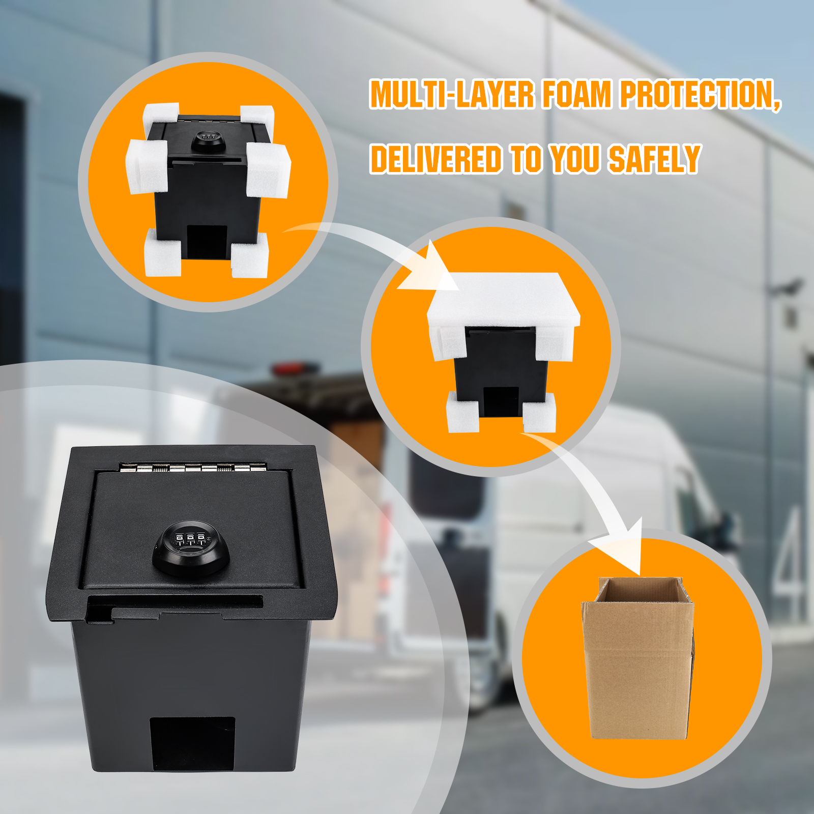 3mirrors Center Console Safe Gun Safe with Spring Hinges and LED Lights Compatible with 2016-2023 Toyota Tacoma Replacement for 00016-35986