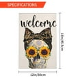 thumbnail image 3 of Welcome Sunflower Skull Halloween Decorations Garden Flag Vertical Double Sided Fall yard Decorations Outdoor Burlap Flag 12"x18", 3 of 7