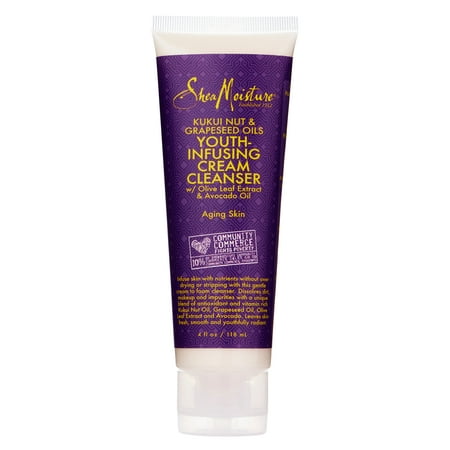 SheaMoisture Kukui Nut & Grapeseed Oil Youth-Infusing Facial Cream Cleanser, 4 oz