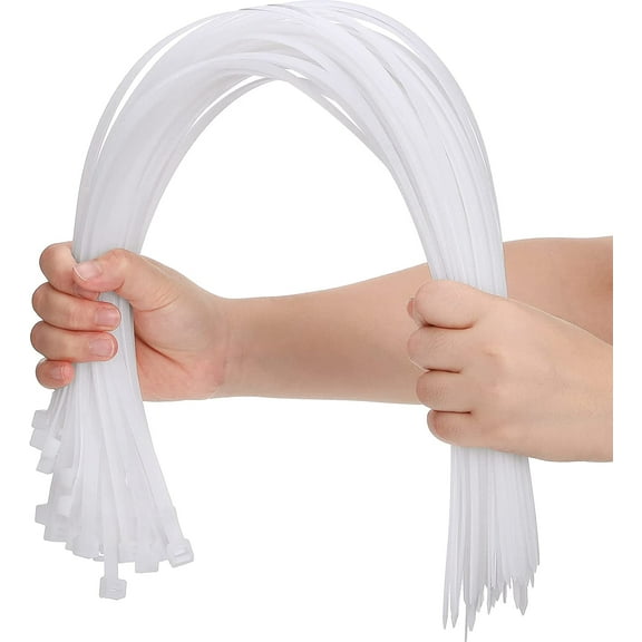 50 Pieces Zip Ties Heavy Duty 24 Inch Strong Large Cable Wire Ties white clear zip ties Industrial Durable Wire