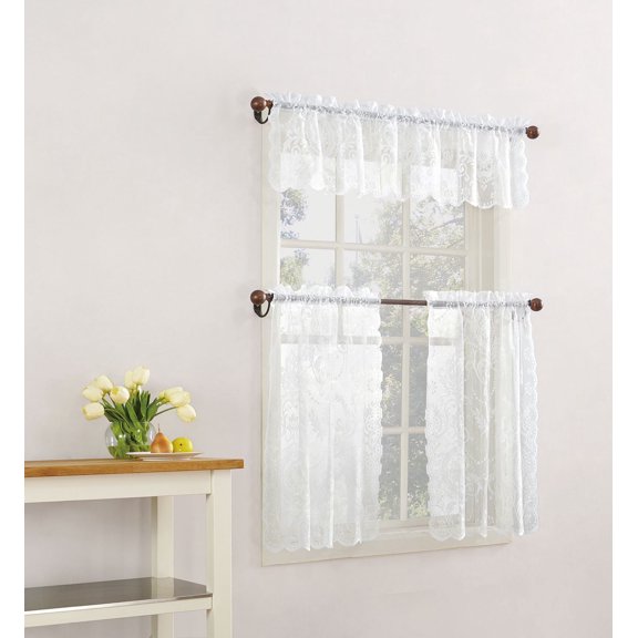 PILIERS dentelle blanche Valance/couche ensemble.