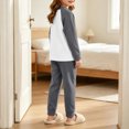 thumbnail image 6 of Cethrio Girls Pajama Sets, Fall Winter Color-blocking 2 PC Long Sleeve Thermal Underwear Sets Size 5-6 Years Gray, 6 of 8