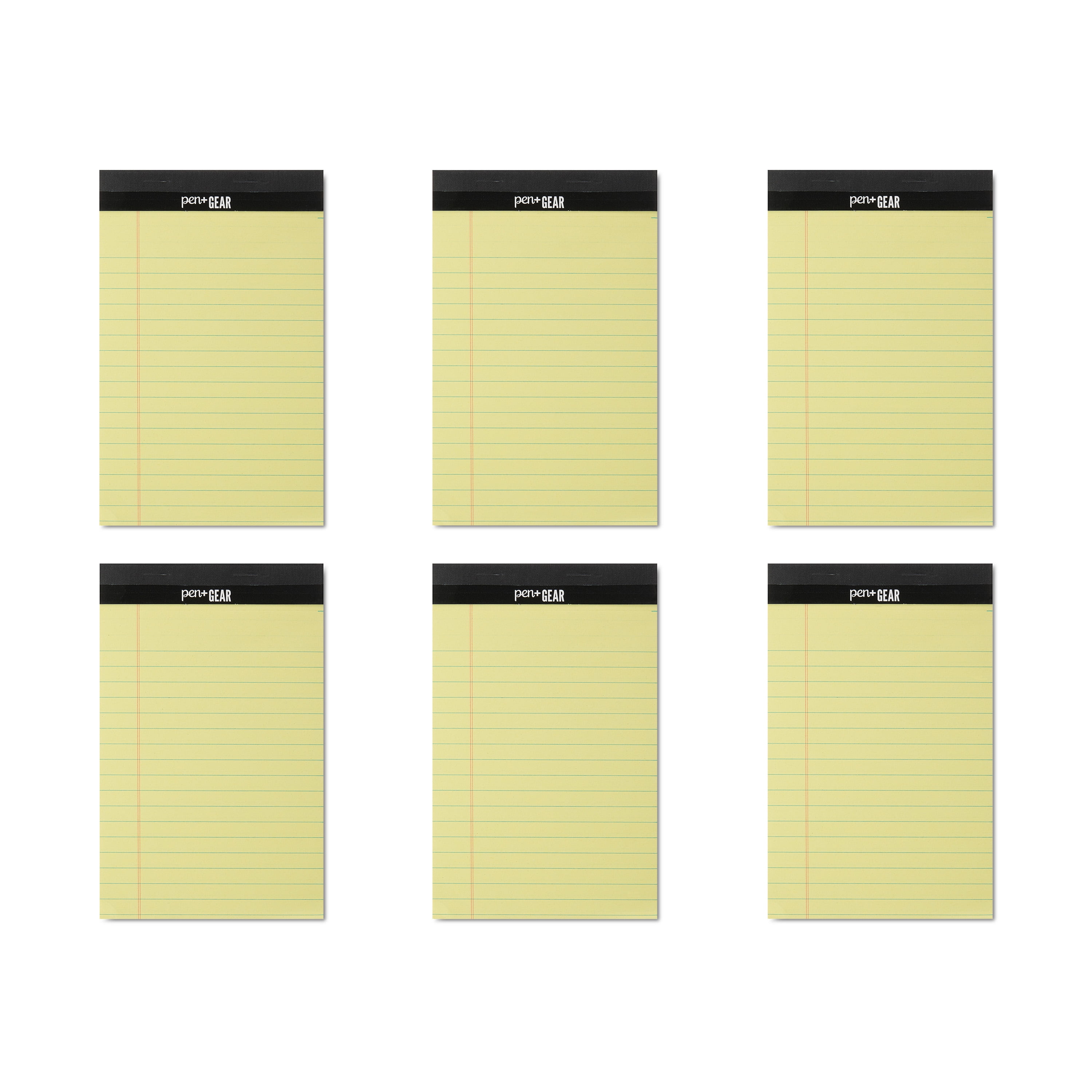 (6 pack) Pen+Gear Wide Ruled Junior Legal Pads, 5" x 8", Canary Paper, 50 Sheets Each, 100 Pages, 6 Pack