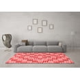 thumbnail image 3 of Ahgly Company Machine Washable Indoor Round Abstract Red Modern Area Rugs, 4' Round, 3 of 4