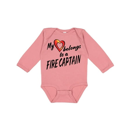 

Inktastic My Heart Belongs to a Fire Captain with Red Heart Gift Baby Boy or Baby Girl Long Sleeve Bodysuit
