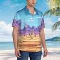 thumbnail image 3 of Yiaed Pixel Desert Landscape Print Hawaiian Shirt for Men Short Sleeve Button Down Shirts Beach Shirts for Men,XX-Large, 3 of 7