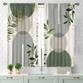 thumbnail image 3 of Mid Century Modern Curtains, Boho Aesthetic Green Tropical Palm Leaves Abstract Minimalist Geometic Arch Small Short Curtains Treatments for Bedroom Living Room Bathroom 2 Panels, 55x39 Inch, 3 of 4