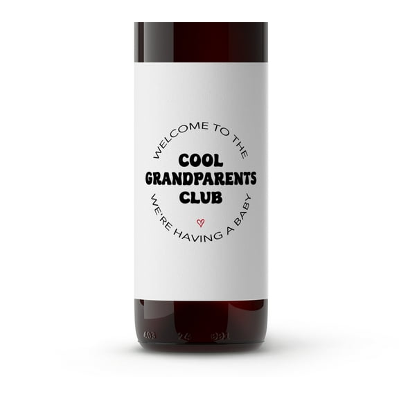 Welcome to Cool Grandparents Club Wine Labels- SET of 4 -GENDER NEUTRAL Pregnancy Announcement Wine Labels, Baby Announcement Label for Parents, Pregnancy Reveal, Alternative to shirt A209-4P