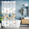 thumbnail image 6 of No Hook Shower Curtains with Snap-in Liner Set, Beach Coastal Waterproof Hotel Style Bathroom Shower Curtain, Nautical Shell Starfish Coral Summer Breathable Mesh Top Window Bath Curtains 36''x72'', 6 of 9