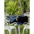 thumbnail image 3 of Outdoor Tablecloth with Umbrella Hole for Patio/Picnic/Party/Camping, Colorful Palm Tree Waterproof Table Cloth Round Cover Washable, Summer Tropical Plants Leaves Abstract Black (Dia 54"), 3 of 9