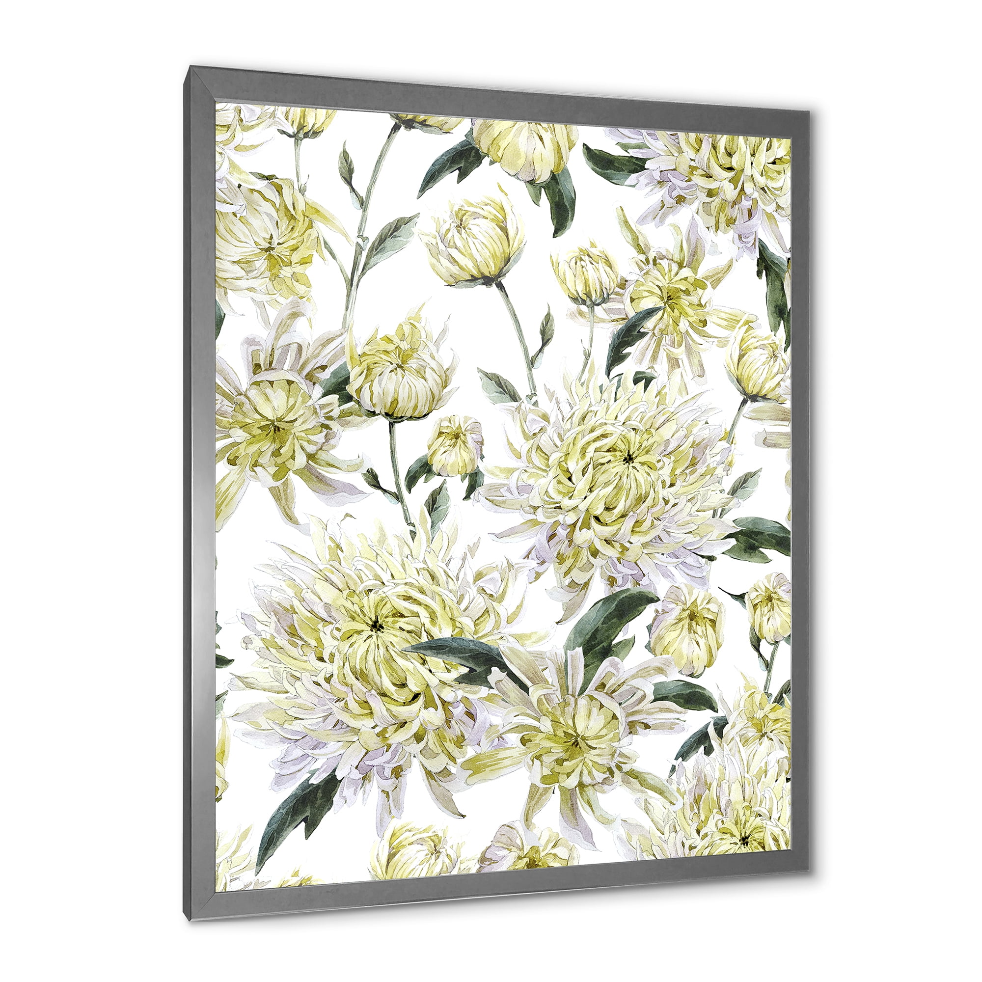 Designart 'Ancient Yellow Chrysanthemus I' Traditional Framed Art Print