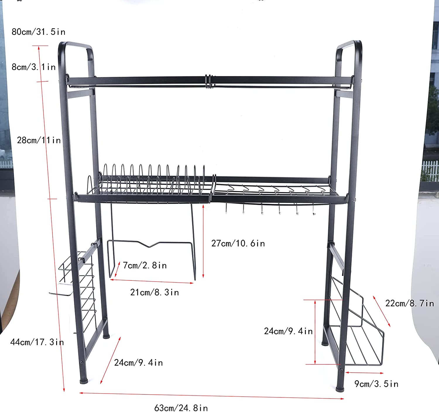 FETCOI Drying Dish Racks for Kitchen Counter,Two-Tier Sink Drying Rack,Stainless Steel Compact Dish Drainer for Kitchen Counter