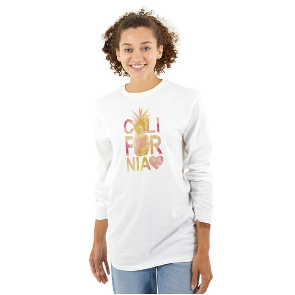 California Love Cute Pineapple Heart Women Plus Size Long Sleeve Graphic Tee Brisco Brands 2X