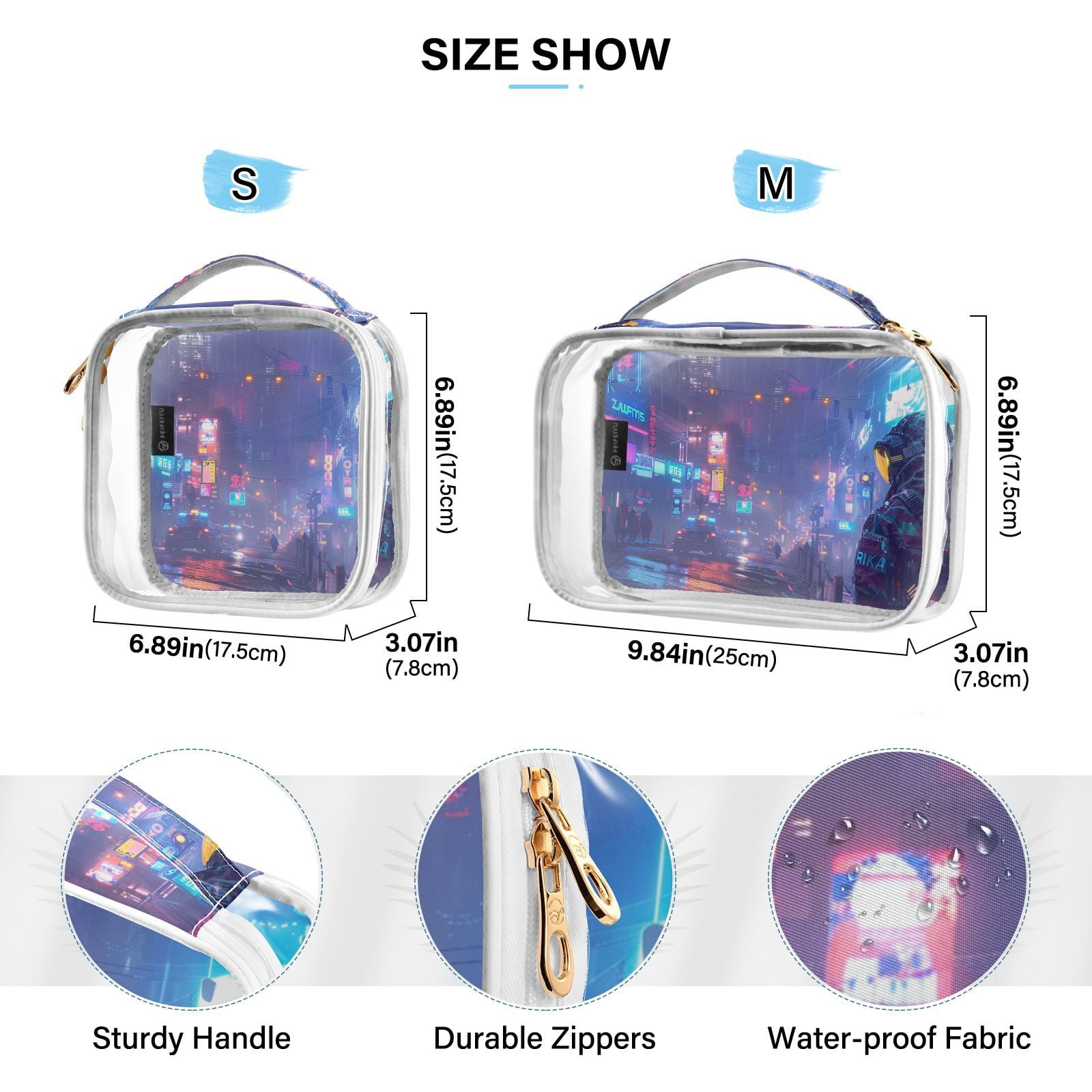 Clear Makeup Bags with Handle Large Opening 2 Pack Set Toiletry Bag Quart Size Bag, for Women Man Traveling Travel Essentials, Toiletries and Other. Game Graphic Capture