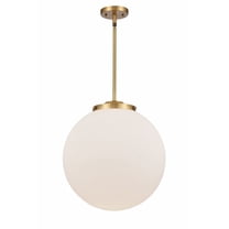 221-1S-BB-G201-16-Innovations Lighting-Beacon - 1 Light Pendant In Industrial Style-17 Inches Tall and 16 Inches Wide-Brushed Brass Finish-Matte White