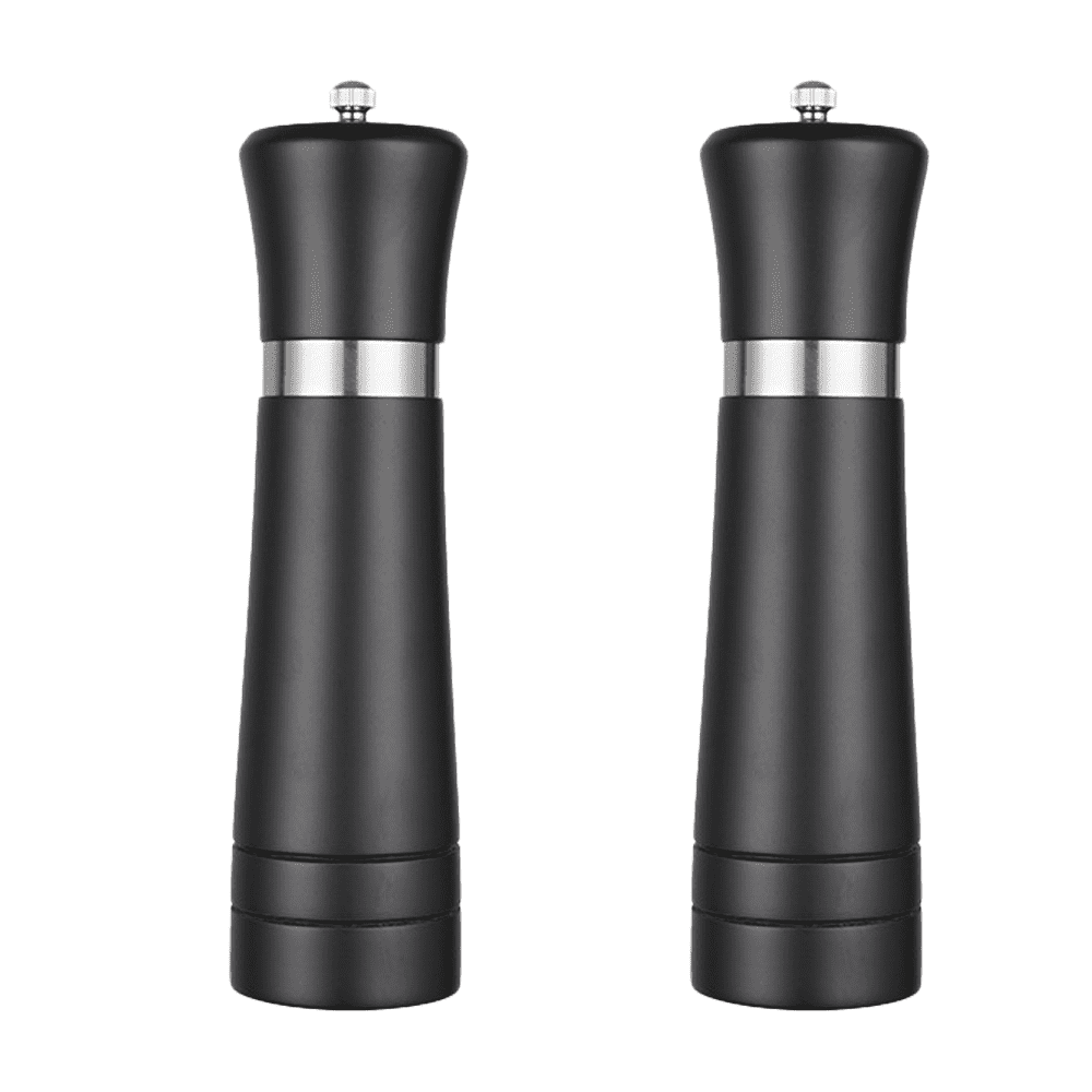 Salt and Pepper Grinders Refillable Set with Ceramic Mechanism, Solid