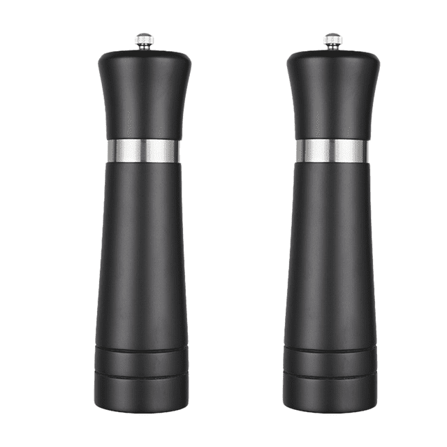 Molinillo de madera negra, molinillo de pimienta, juego de molinillo de sal, 8 pulgadas, dos cajas MFZFUKR CPB-US-YYM646-2