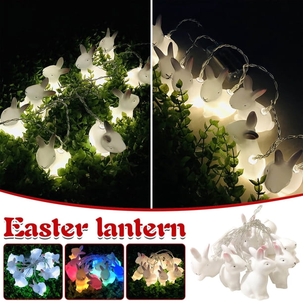 Xihbxyly Guirnalda de Luces Led de Conejito de Pascua, 1,5 M de Largo, 10 Luces Led, Ideal para Decorar Fiestas, Bodas o Bares, de Plástico, Multicolor, Ideal para Crear Un Ambiente Festivo.