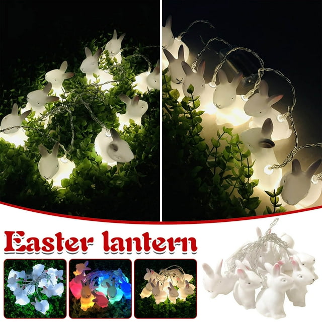 Xihbxyly Guirnalda de Luces Led de Conejito de Pascua, 1,5 M de Largo, 10 Luces Led, Ideal para Decorar Fiestas, Bodas o Bares, de Plástico, Multicolor, Ideal para Crear Un Ambiente Festivo.
