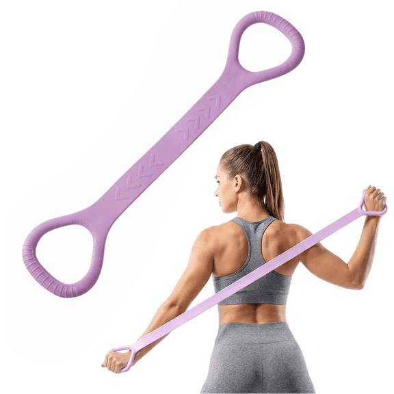 Figure 8 Resistance Bands with Handles, New Silicone Exercise Bands, 8-Shaped Exercise Band, Elastic Bands for Women Arm, Back, Shoulder, Yoga, Pilates(Purple)