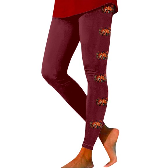 Arlun Halloween Womens Vintage Pumpkin Flower Printed Leggings Casual Stretchy High Waisted Tummy Control Yoga Pants Lightweight Seamless Full Length Leggings XL