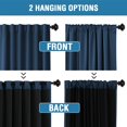 thumbnail image 3 of Turquoize 100% Blackout Classic Curtains Back Tab/Rod Pocket Window Drapes 2 Panels,42" x 84", Navy, 3 of 5