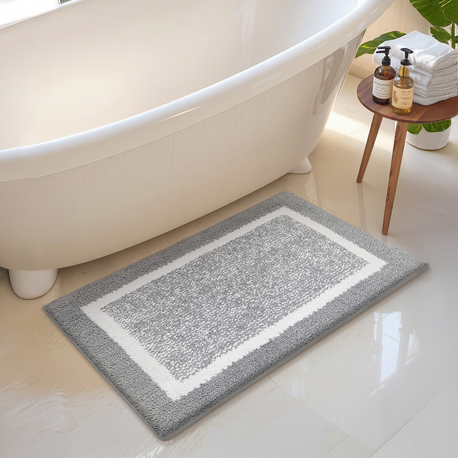 PABUBE Premium Microfiber Bath Rug, 16 x 24 Inches, Gray photo 2