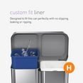 thumbnail image 6 of simplehuman 58 Liter / 15.3 Gallon Rectangular Dual Compartment Recycling Kitchen Step Trash Can with Soft-Close Lid, Brushed Stainless Steel with Black Plastic Lid, 6 of 6