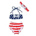 thumbnail image 2 of Nrmvnmi Toddler Girls 4th of July Swimsuit American Flag Star Stripe 3 Piece Bathing Suits Beach Baby Pool Bikini Bathing Suit For 12 Months-5 Years, 2 of 8