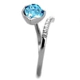 thumbnail image 4 of Stainless Steel Pear Teardrop Aqua light Blue Topaz Aquamarine CZ Ring Anillo Para Mujer, 4 of 4