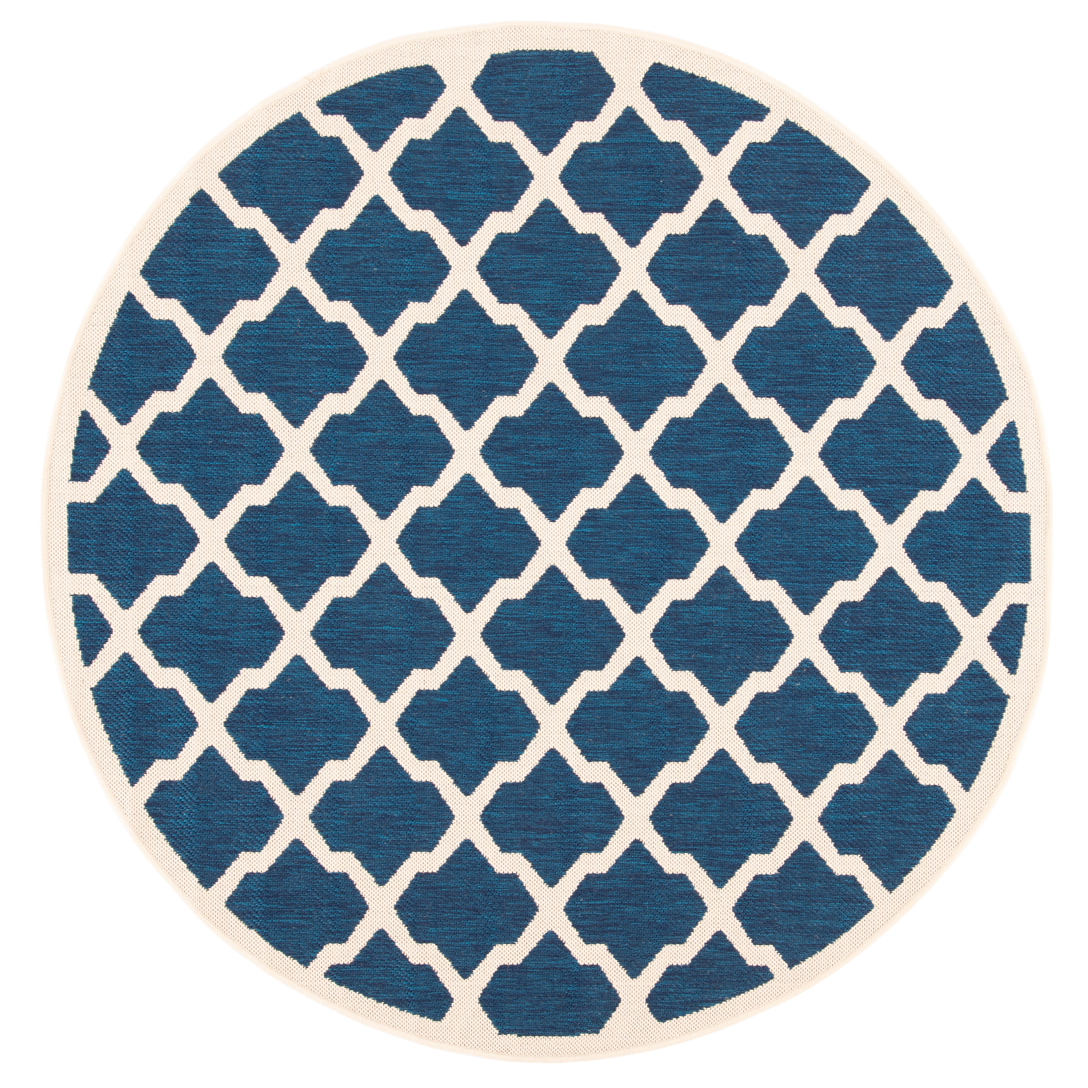 Safavieh Courtyard Amber Geometric Indoor/Outdoor Area Rug, Navy/Beige, 6'7" x 6'7" Round