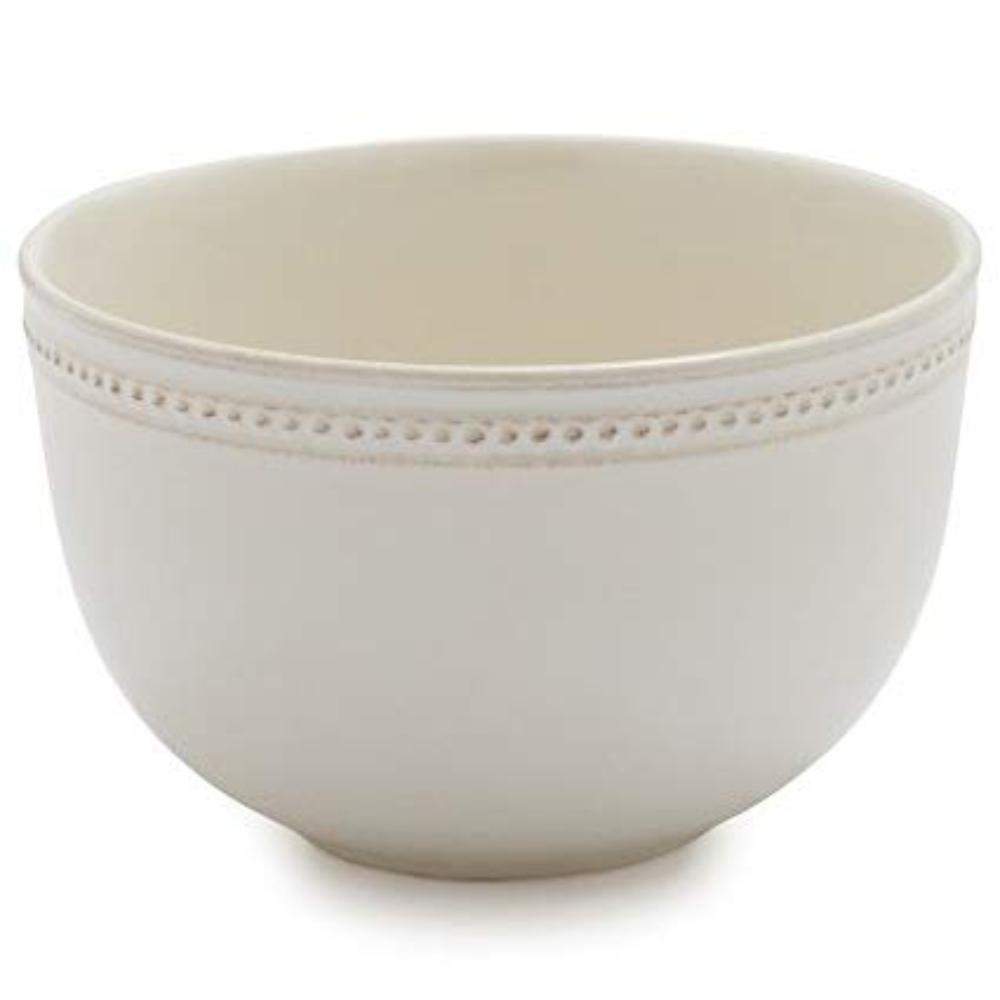 Pearl Stoneware Cereal Bowl 70767, Featuring a raiseddot border and gently distressed edges