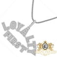 thumbnail image 2 of Genuine Sterling Silver Simulated Diamond LOYALTY FIRST Pendant Charm Chain Set Over 10K White Gold Finish, 2 of 4