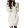 thumbnail image 1 of WTXUE Robe à Manches Longues, Chandail Long à Col Montant pour Femme d'Automne et d'Hiver, Robes Petites pour Femmes, Robe Blanche Femme, Blanc P, 1 of 4
