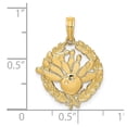 thumbnail image 5 of Auriga Fine Jewelry 14K Yellow Gold Bowling Story In Leaf Circle Charm Pendant for Women (L-18.2 mm,W-70.75 mm), 5 of 6