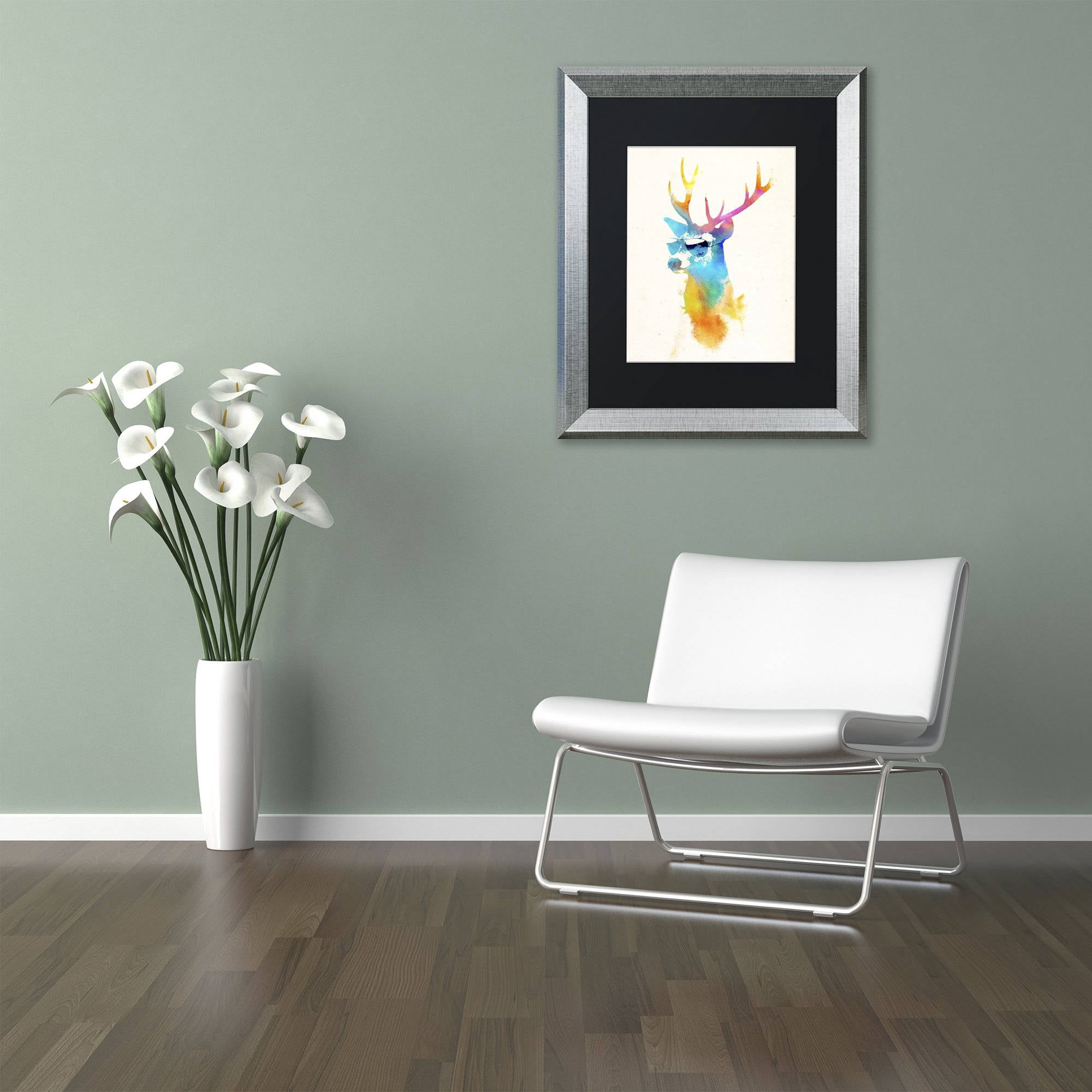 Trademark Fine Art 'Sunny Stag' Canvas Art by Robert Farkas, Black Matte, Silver Frame