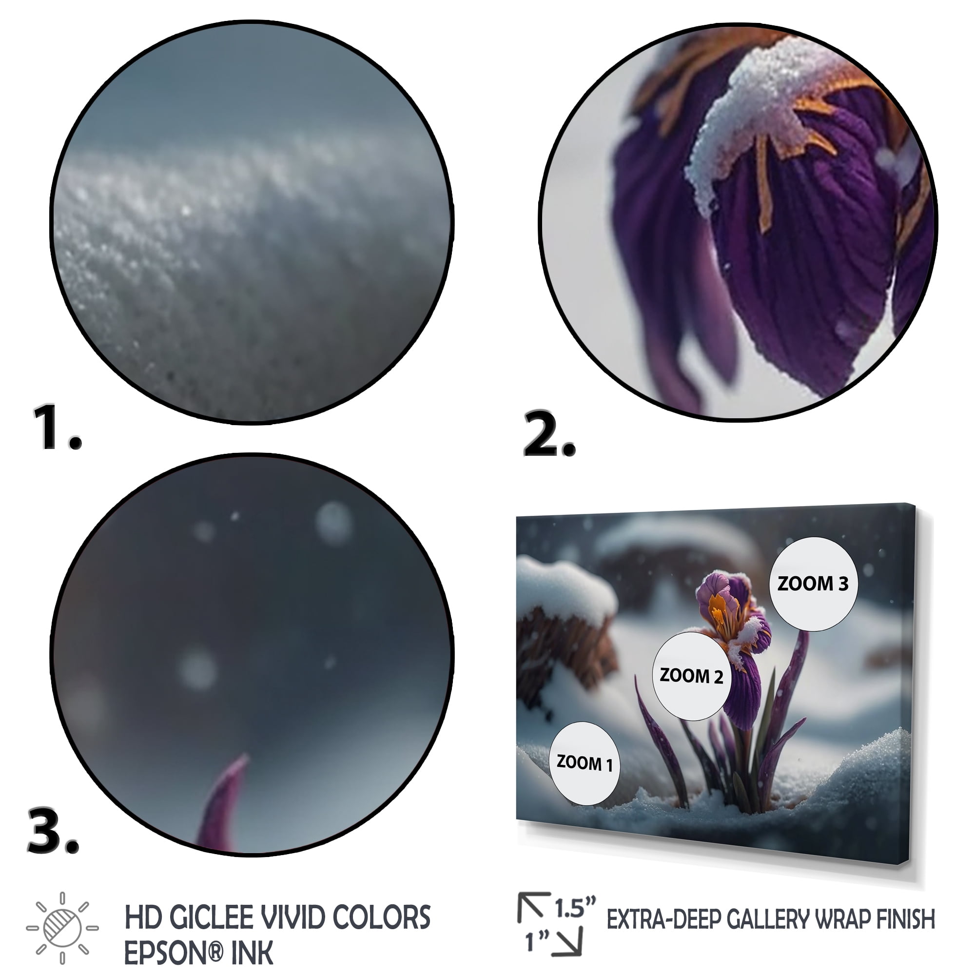 Designart A Blooming Purple Iris Flower In Winter Canvas Wall Art