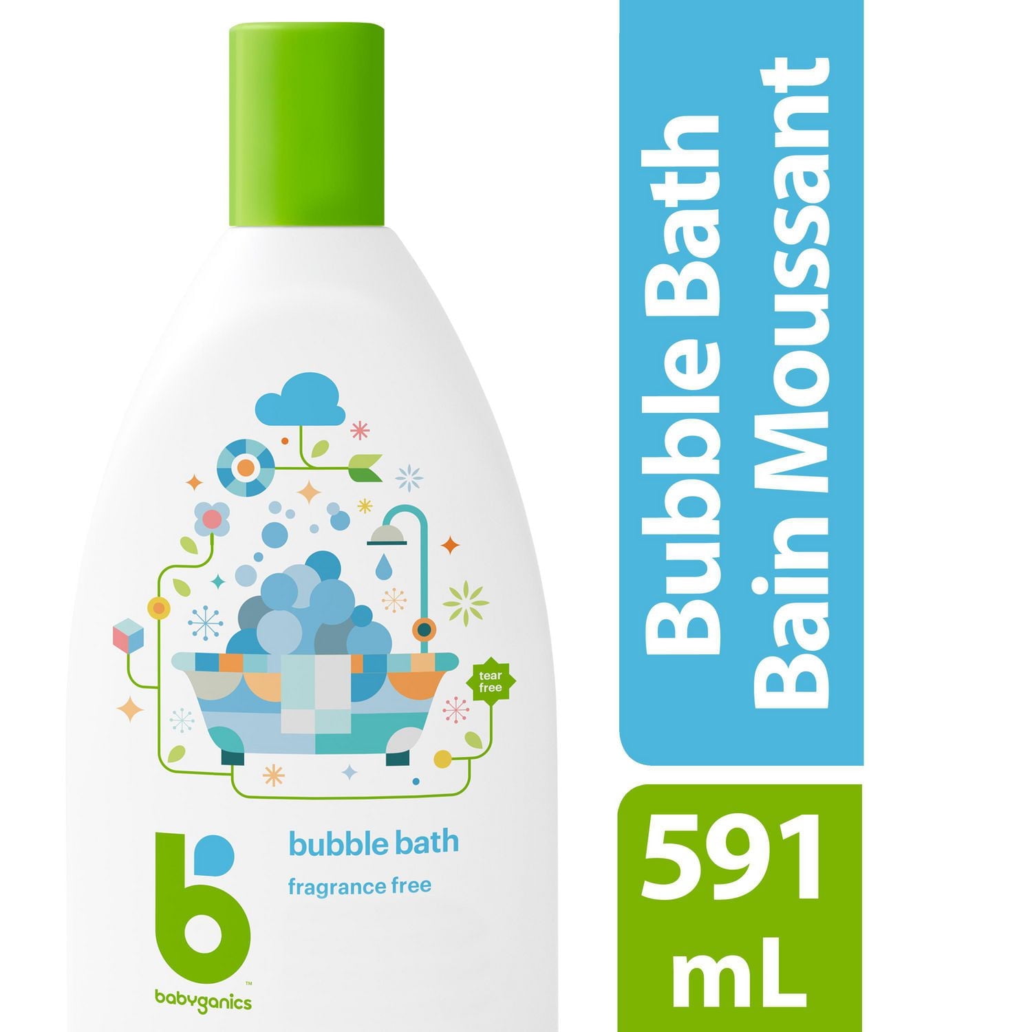 Bain moussant Babyganics, sans parfum, 591 ml Nettoie en douceur - 591ml