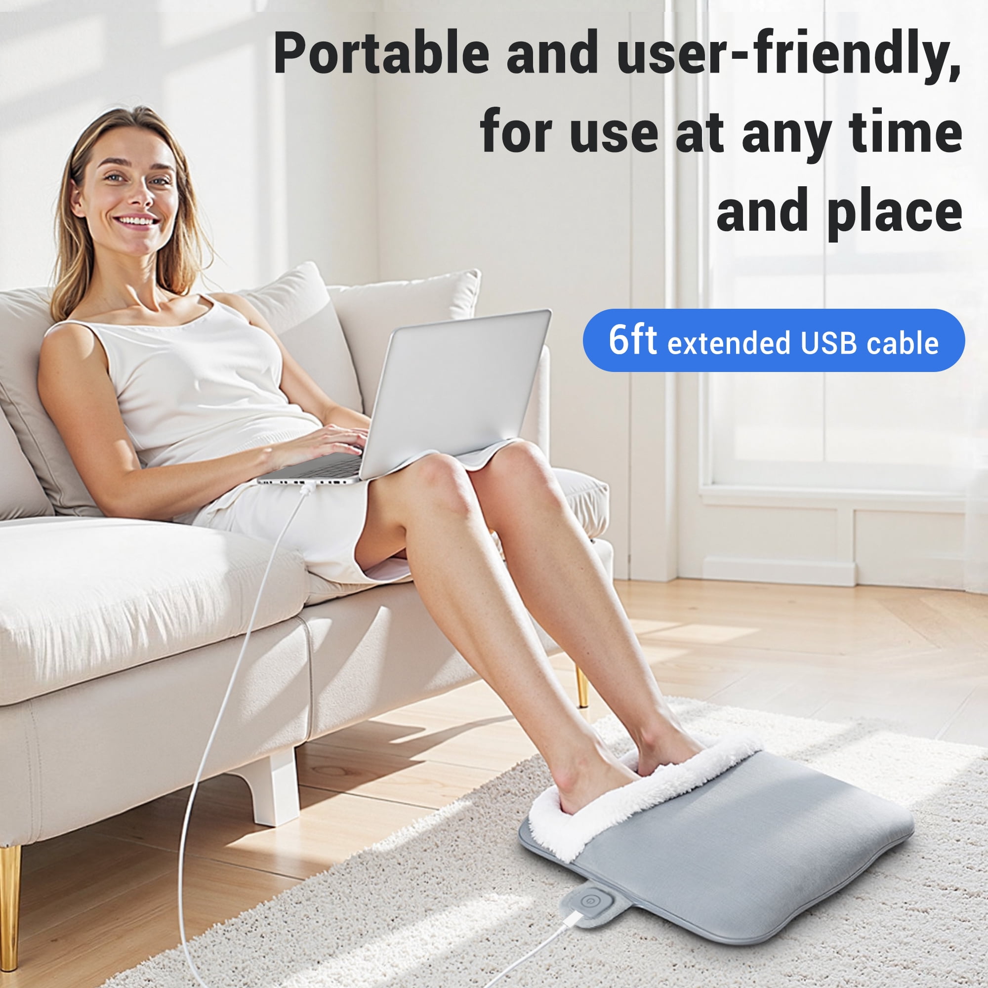 Mother's Day Gifts Heating Pad for Foot, Electric Heated Foot Warmers, Auto Shut Off with 3 Heat Levels, Gray