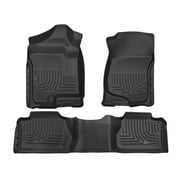 Husky Liners Weatherbeater Floor Mats | Fits 2007 - 2013 Chevrolet Silverado & GMC Sierra 1500, 2500, 3500 Extended Cab (Footwell Coverage) | Front & 2nd Row, 3-pc Black - 98211