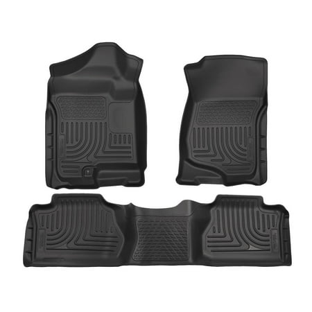 Husky Liners Weatherbeater Floor Mats | Fits 2007 - 2013 Chevrolet Silverado & GMC Sierra 1500, 2500, 3500 Extended Cab (Footwell Coverage) | Front & 2nd Row, 3-pc Black - 98211