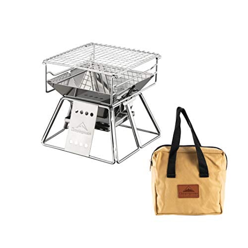CAMPINGMOON Barbecue Portable en Acier Inoxydable de Petite Taille avec Sac de Transport X-Mini