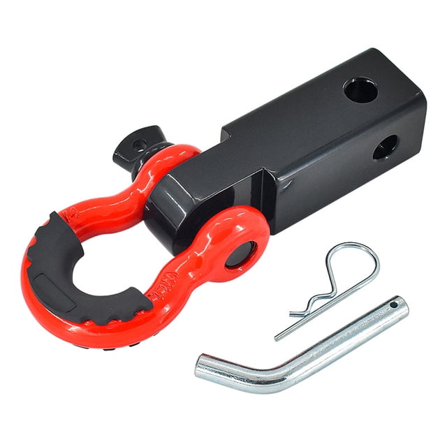 Graflsoa Heavy-Duty Carbon Steel Trailer Hitch Receiver with Detachable Rubber Pad, 5T Load Capacity, Black & Red Finish, Complete Towing Kit for Cars, Trucks, and Off-Road Vehicles