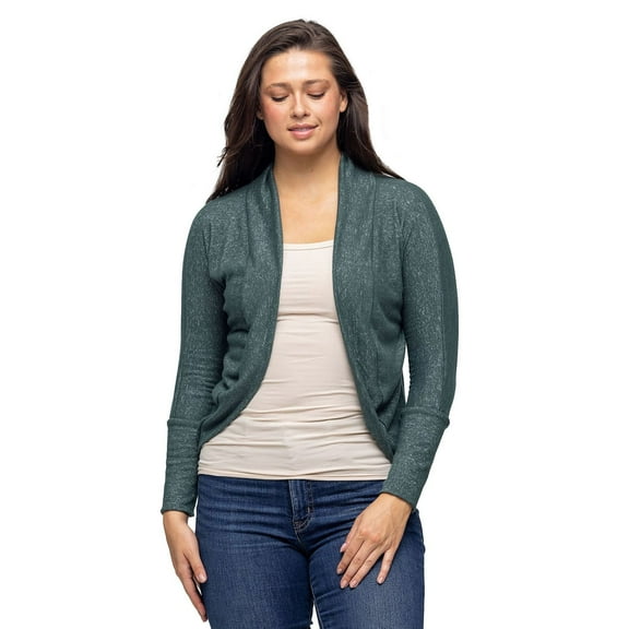 Women's 24Seven Comfort Apparel Curved Hem Open Front Bolero Shrug Color: Hunter Size: X LARGE