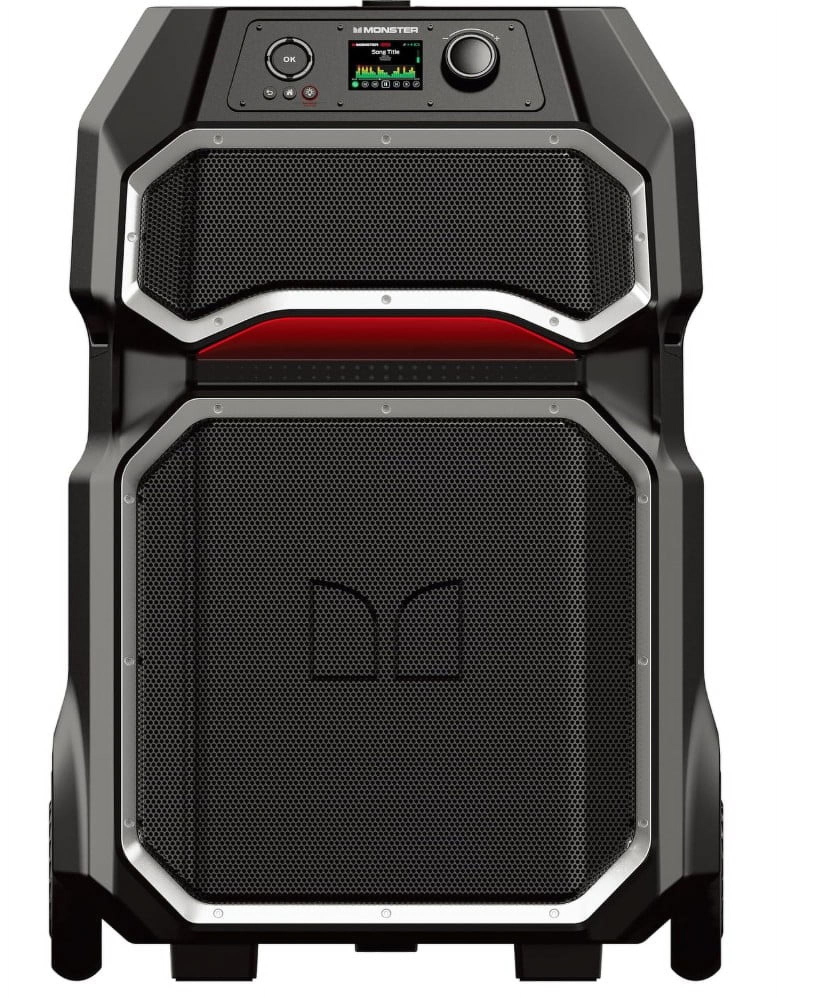 Monster Rockin' Roller X Indoor/Outdoor Portable Bluetooth Speaker | Powerful 1000W, 15” Subwoofer | All Terrain Wheels, Weather Resistant, Dual Mic & Guitar Inputs, TWS Pairing, App Control