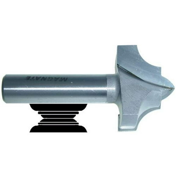Magnate 7534 Deep Classic Point Router Bit - 3/8" Radius, 1-1/2" Cutting Diameter, 1/2" Shank Diameter, 1" Cutting Height, 2" Shank Length