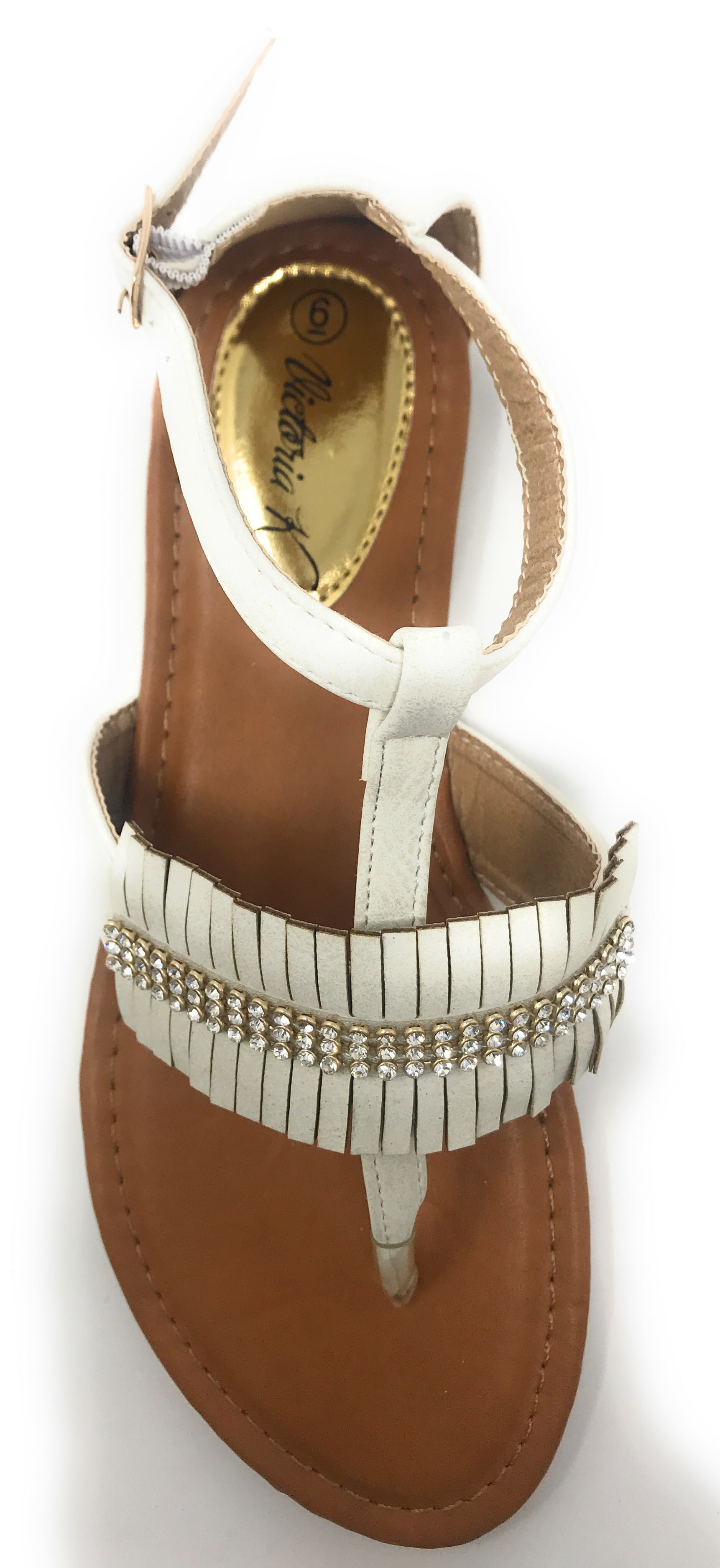 Victoria K Women's Fringed and Rhinestone Sandals