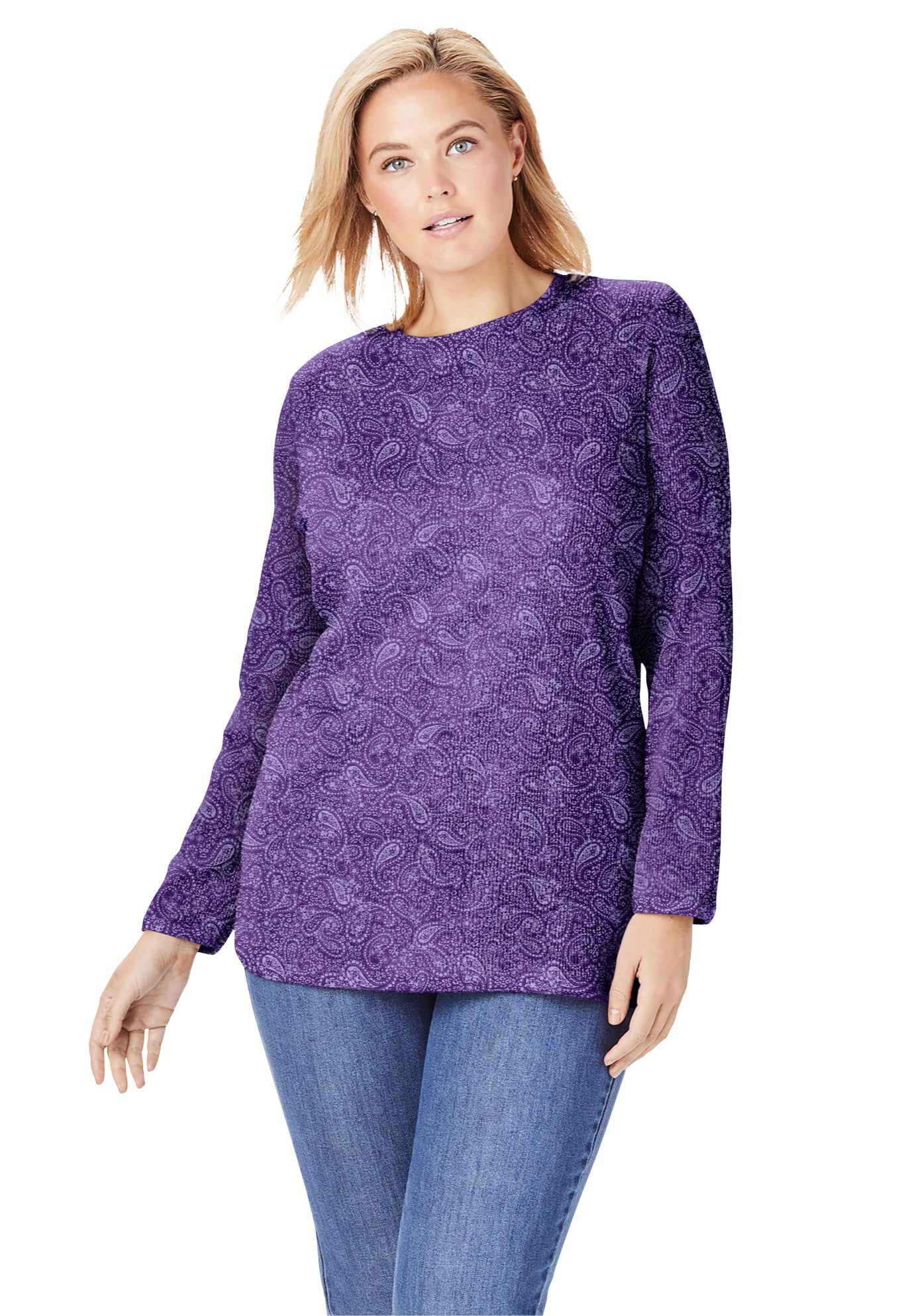 Woman Within Women's Plus Size Thermal Sweatshirt Sweatshirt - Walmart.com