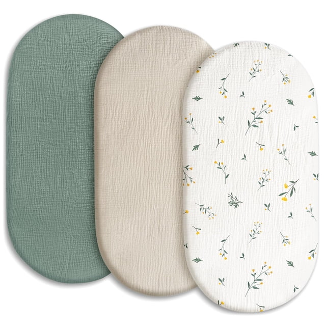 Sábanas de capazo GLLQUEN BABY Gllquen Baby Muslin, paquete de 3, color verde